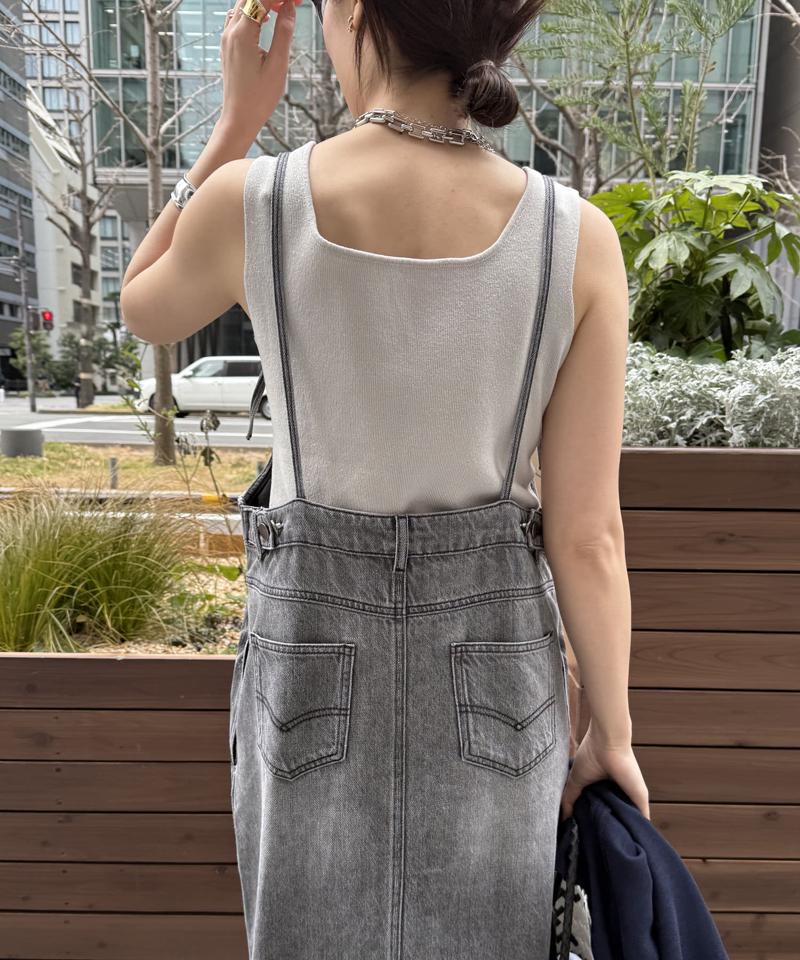 【完売カラー再追加!/体型カバー】裾フリンジデニムジャンスカ