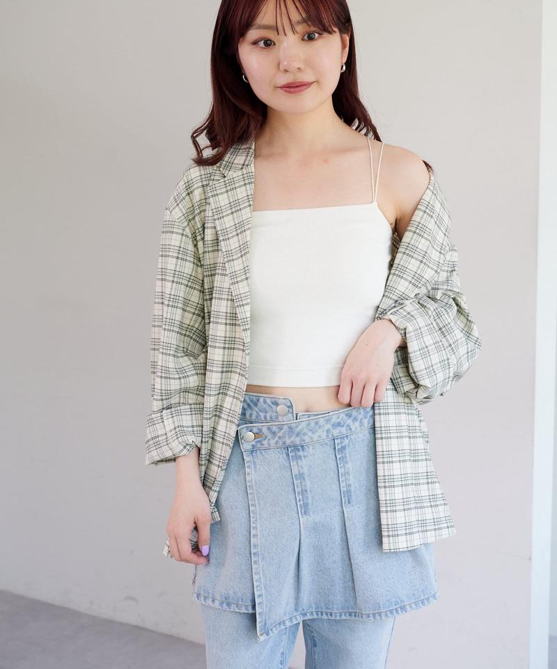 【新色追加/カラバリ豊富】カップ付きクロップドブラキャミ
