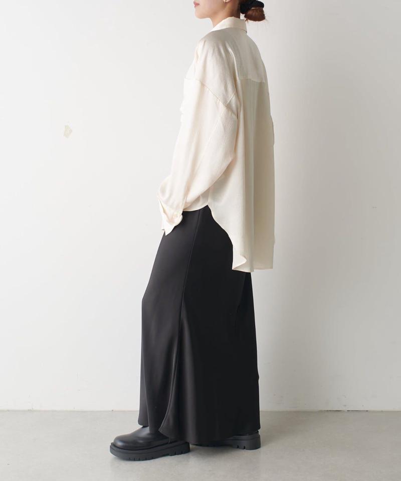 ワッシャーサテンワイドスリーブシャツ