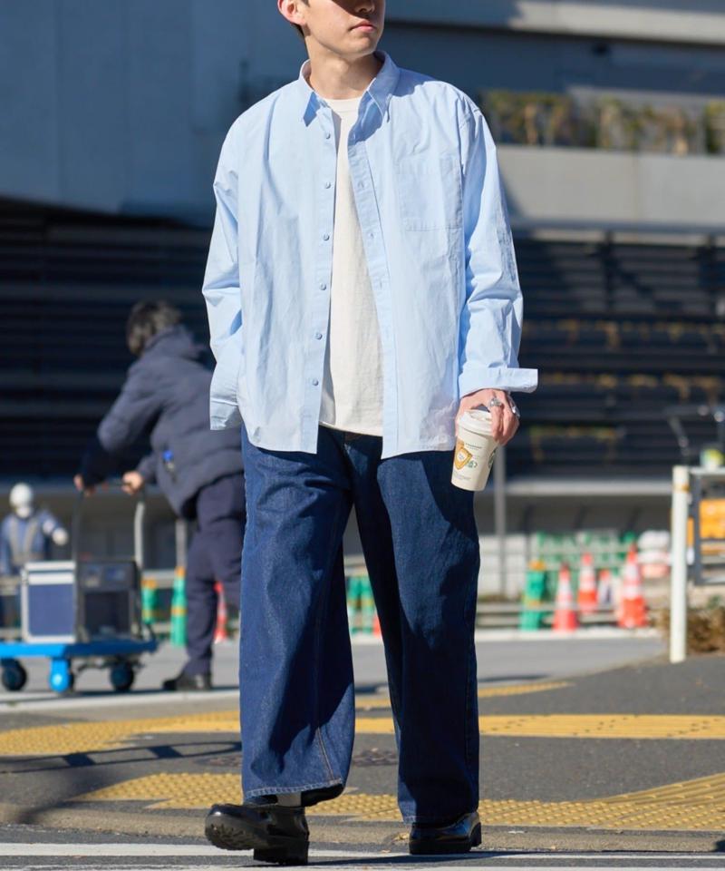 【ユニセックス】ビックシルエットワッシャーコットンブロードシャツ
