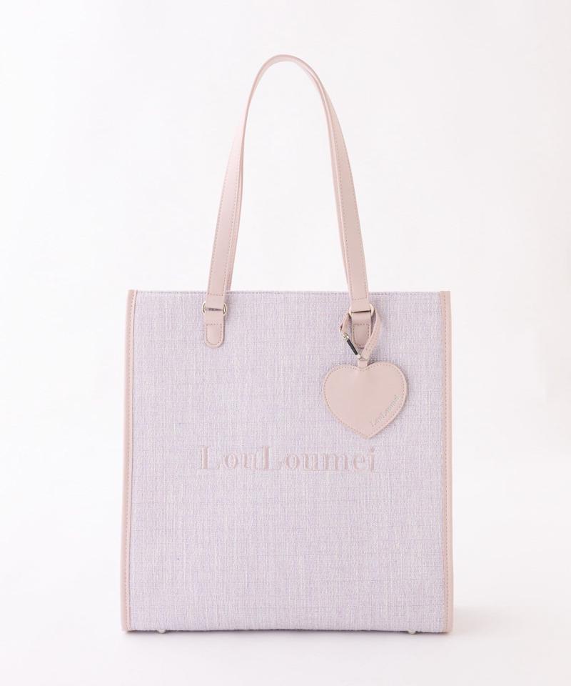 【LouLoumei】8色展開／ハートチャーム付きトートバッグ／自立可能