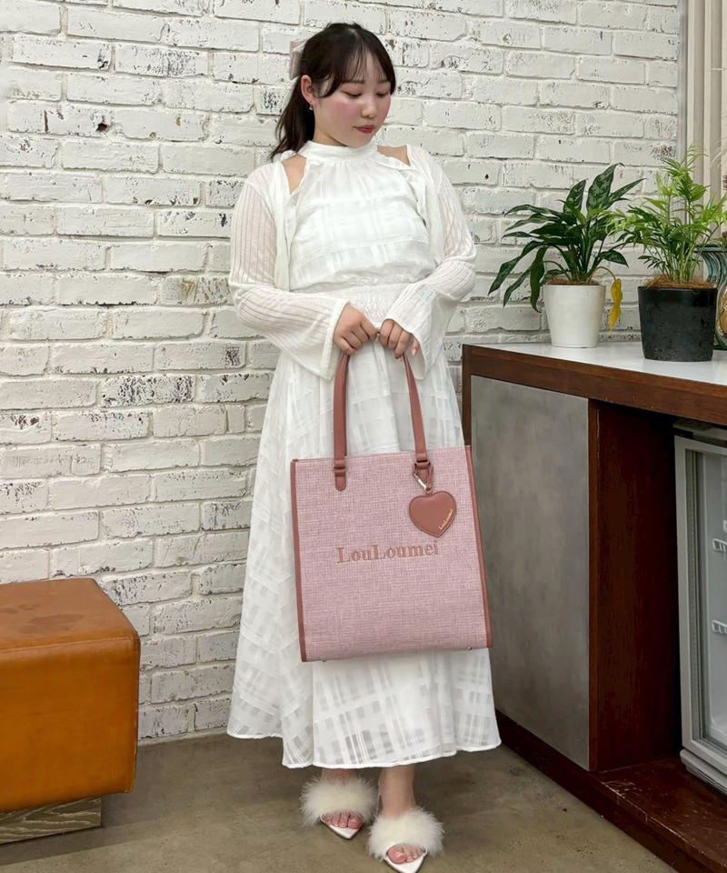 【LouLoumei】8色展開／ハートチャーム付きトートバッグ／自立可能