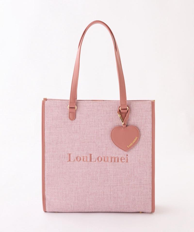 【LouLoumei】8色展開／ハートチャーム付きトートバッグ／自立可能