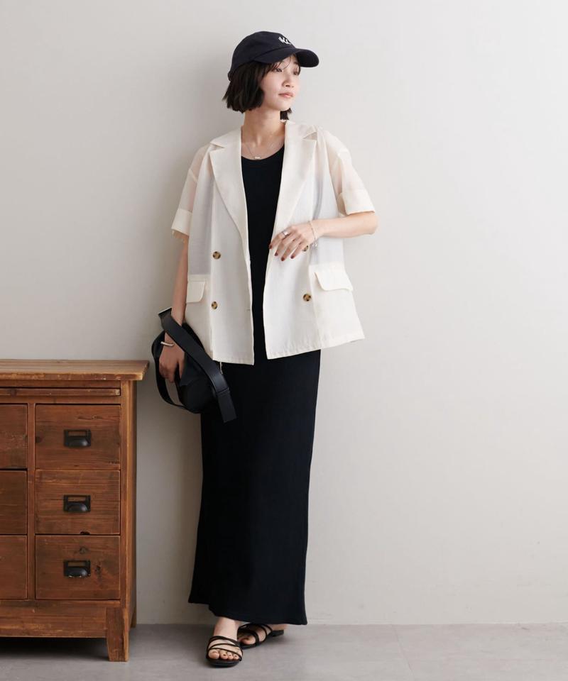 【程よい透け感】半袖シアーテーラードジャケット《WEB限定》