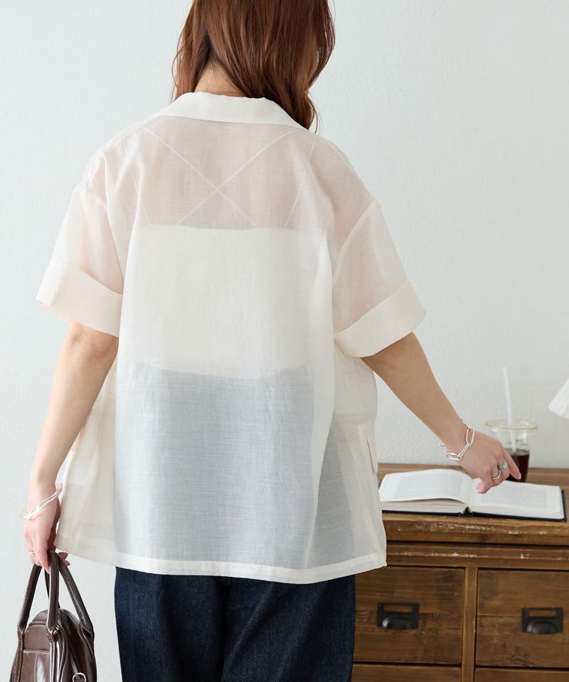 【程よい透け感】半袖シアーテーラードジャケット《WEB限定》