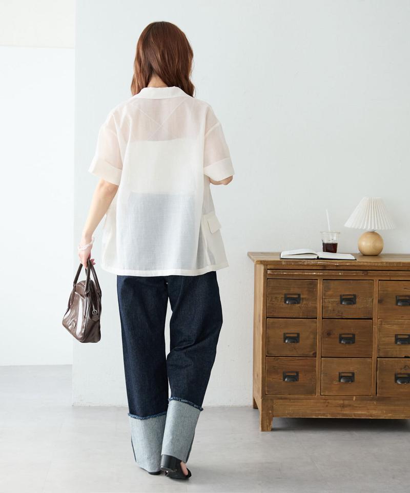 【程よい透け感】半袖シアーテーラードジャケット《WEB限定》