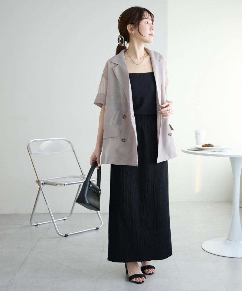【程よい透け感】半袖シアーテーラードジャケット《WEB限定》