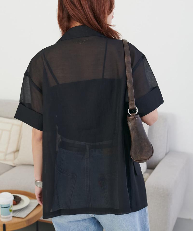 【程よい透け感】半袖シアーテーラードジャケット《WEB限定》