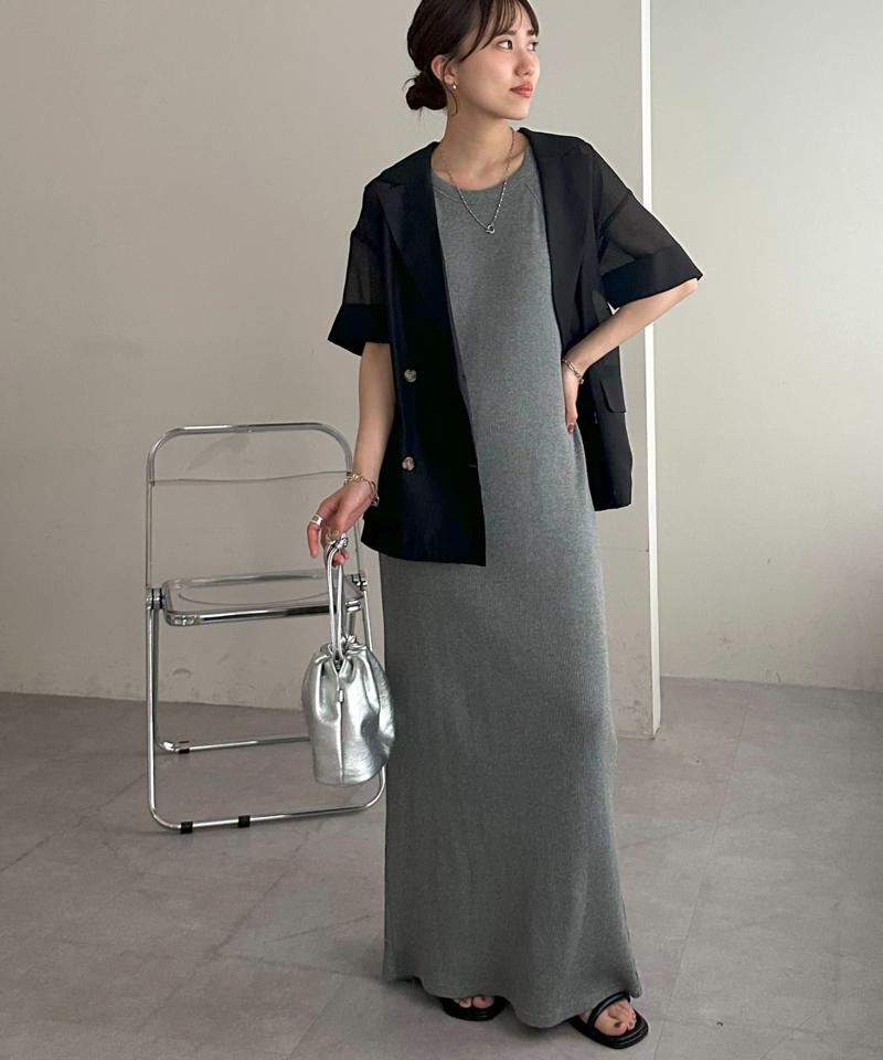 【程よい透け感】半袖シアーテーラードジャケット《WEB限定》