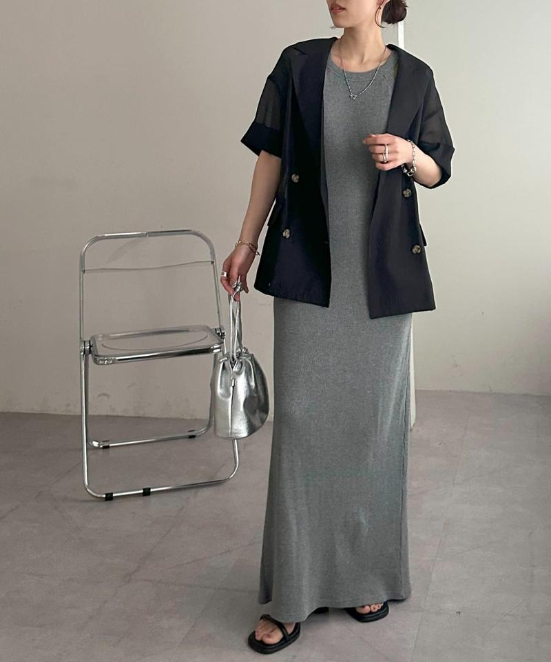 【程よい透け感】半袖シアーテーラードジャケット《WEB限定》