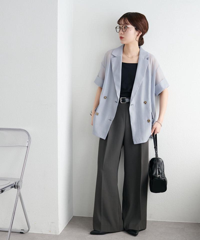 【程よい透け感】半袖シアーテーラードジャケット《WEB限定》