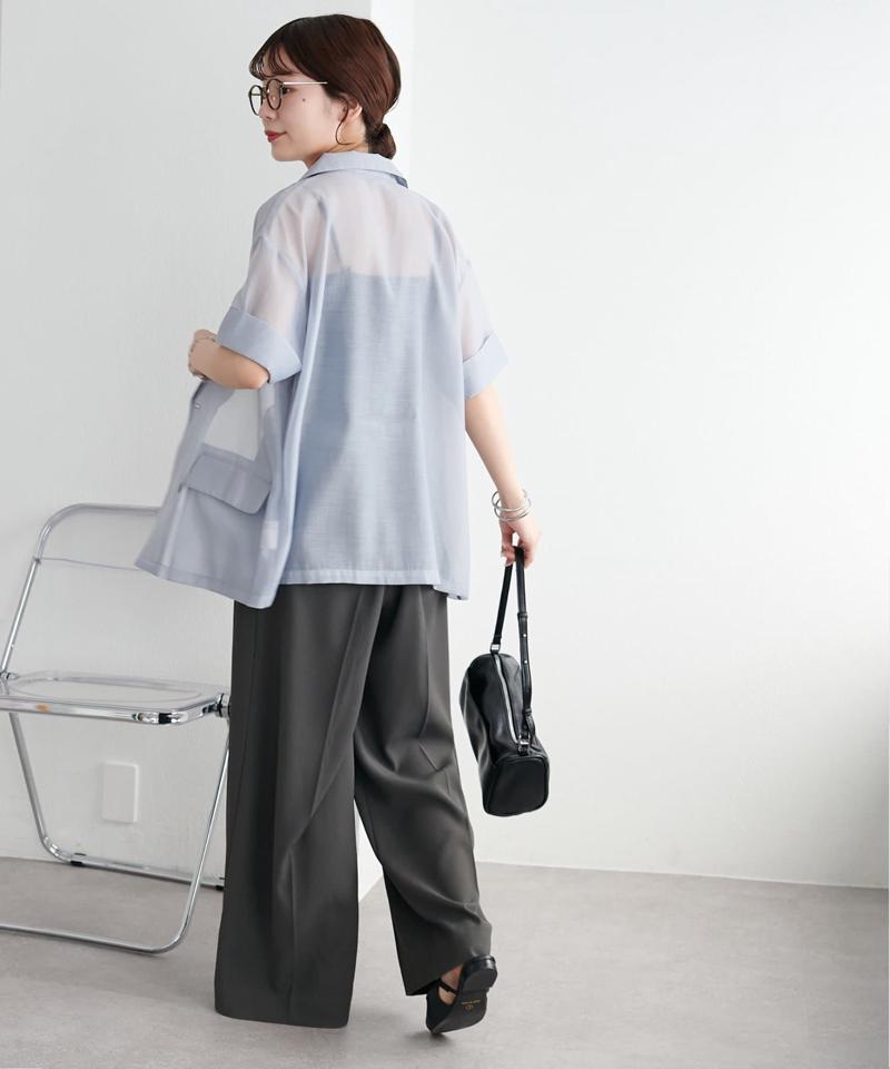 【程よい透け感】半袖シアーテーラードジャケット《WEB限定》