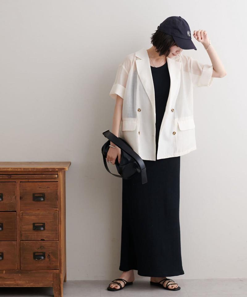 【程よい透け感】半袖シアーテーラードジャケット《WEB限定》