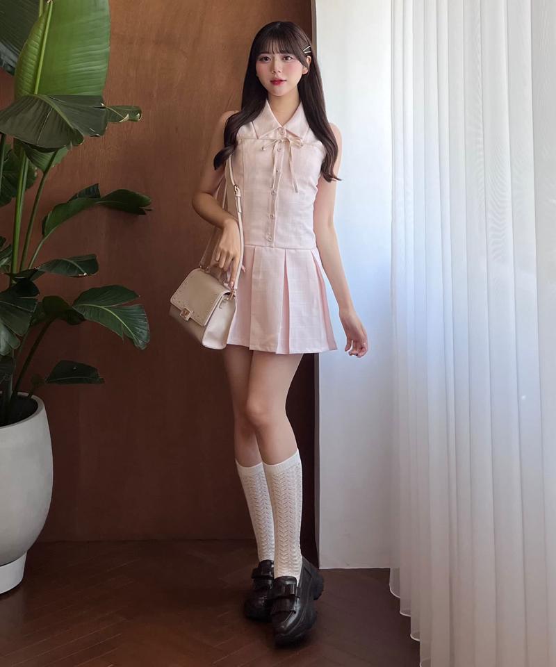 【SNSでバズり中/新色追加】YUI企画　ノースリーブシャツミニワンピース