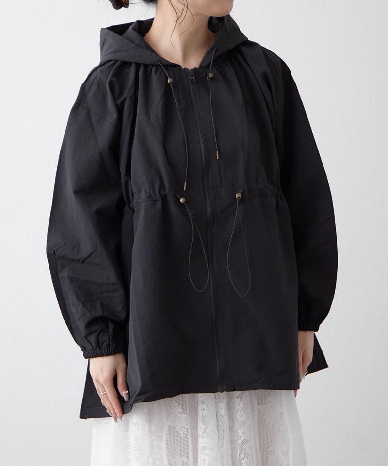 【体型カバー叶う】軽い着心地ドロストフード付ブルゾン