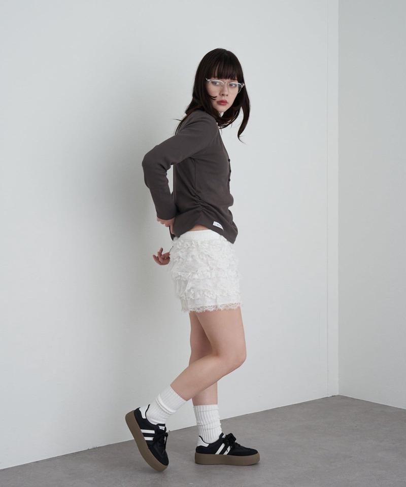 【華奢見えが叶う/追加生産決定】Vネックヘンリー胸刺繍ロングTシャツ