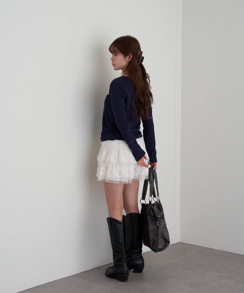 【華奢見えが叶う/追加生産決定】Vネックヘンリー胸刺繍ロングTシャツ