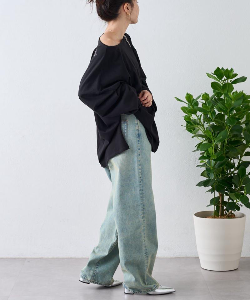 シアースラブワンポイント刺繍オーバーTee