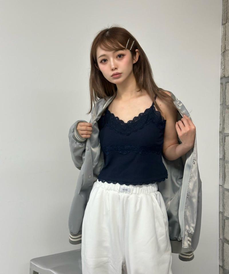 【着回し力抜群な万能アイテム/サイズ展開あり】パット付レースキャミ