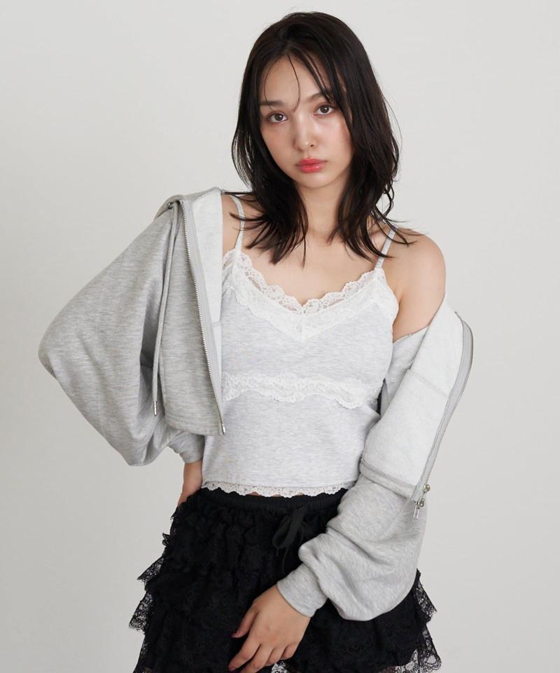 【着回し力抜群な万能アイテム/サイズ展開あり】パット付レースキャミ