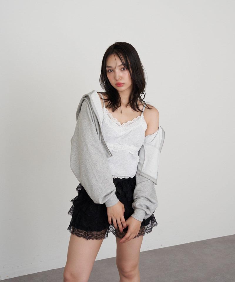 【着回し力抜群な万能アイテム/サイズ展開あり】パット付レースキャミ