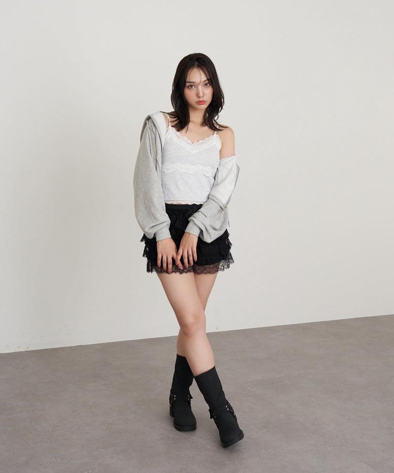 【着回し力抜群な万能アイテム/サイズ展開あり】パット付レースキャミ