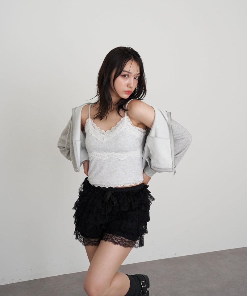 【着回し力抜群な万能アイテム/サイズ展開あり】パット付レースキャミ