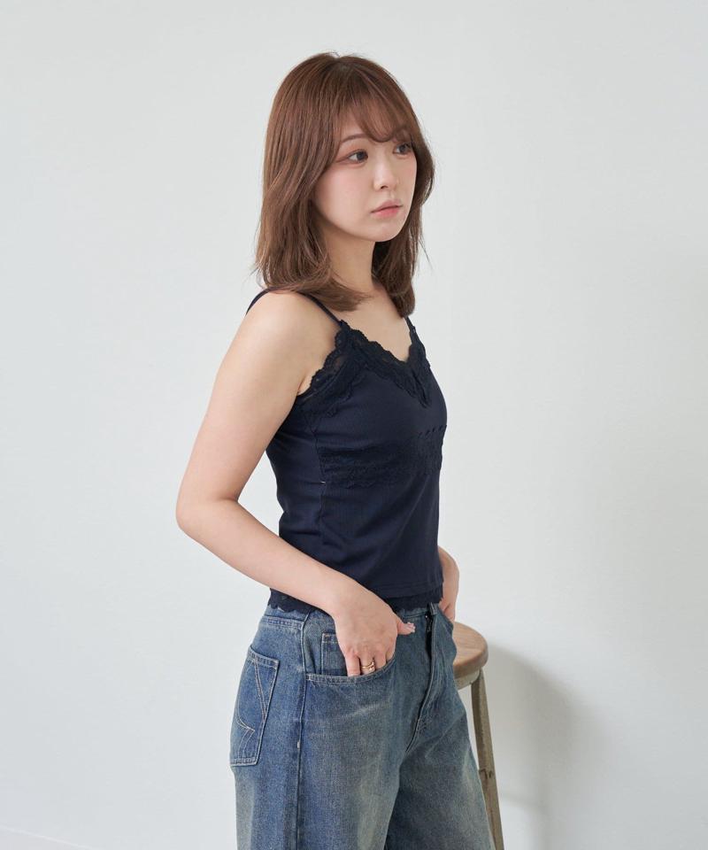 【着回し力抜群な万能アイテム/サイズ展開あり】パット付レースキャミ
