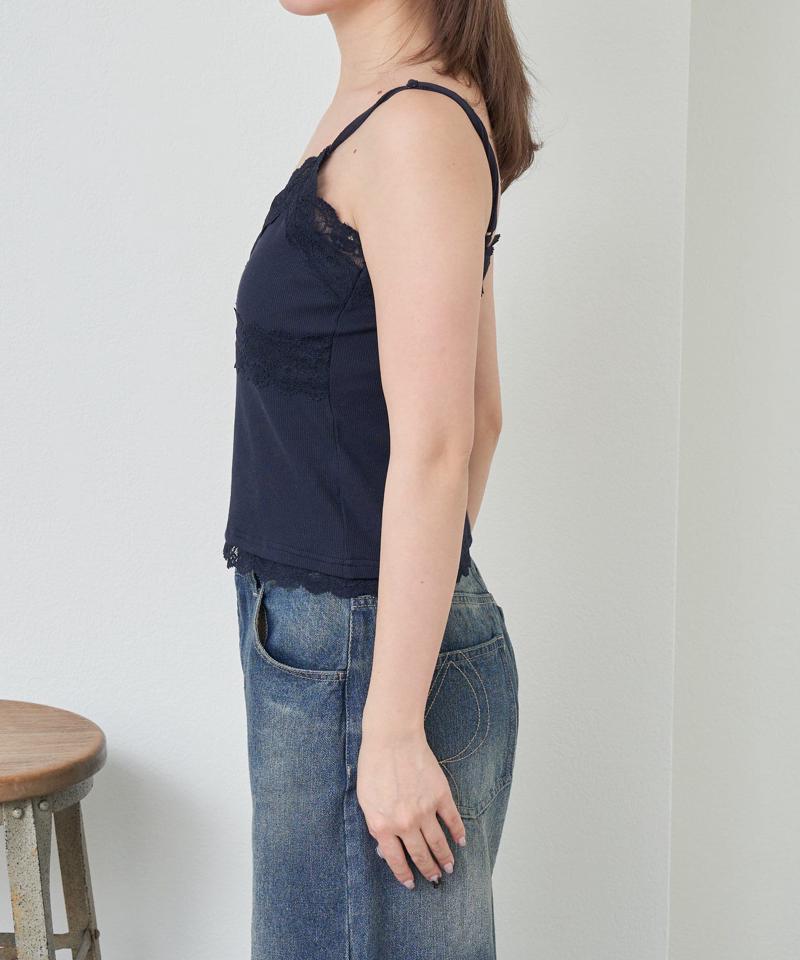 【着回し力抜群な万能アイテム/サイズ展開あり】パット付レースキャミ