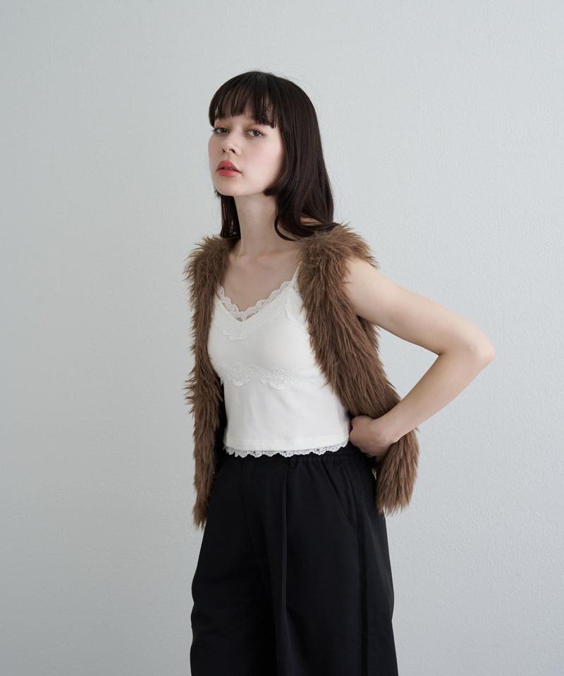 【着回し力抜群な万能アイテム/サイズ展開あり】パット付レースキャミ