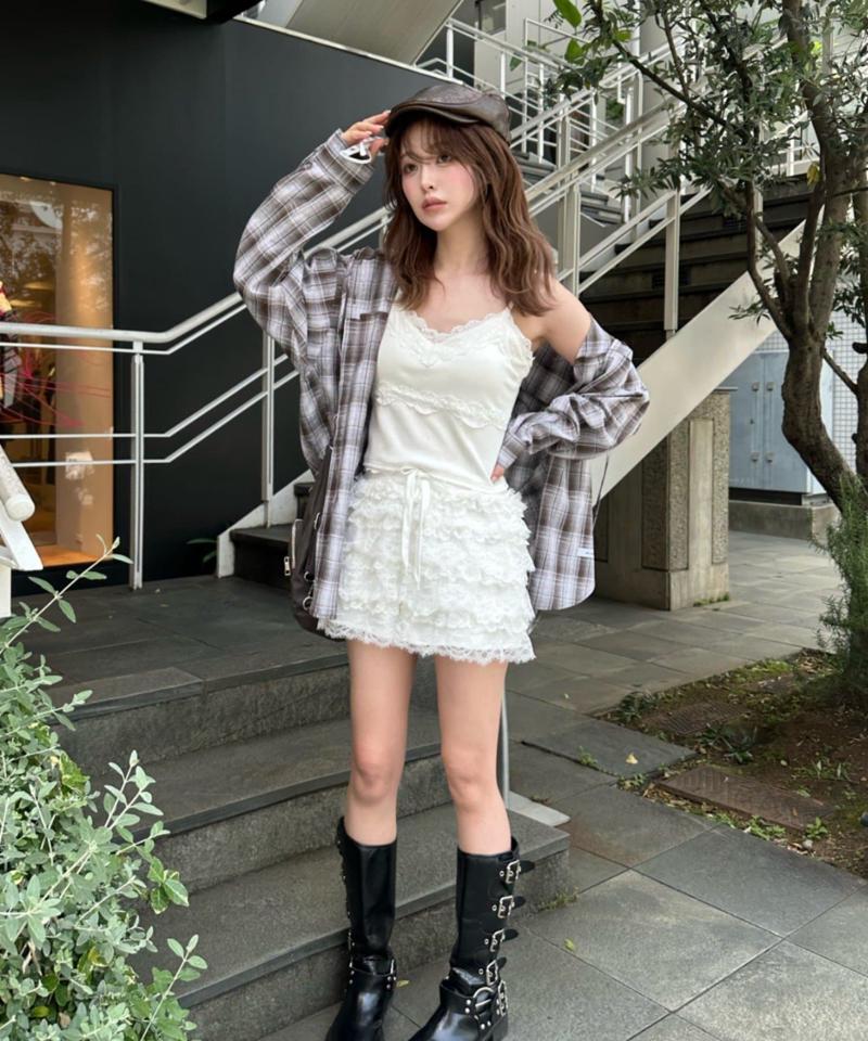 【着回し力抜群な万能アイテム/サイズ展開あり】パット付レースキャミ