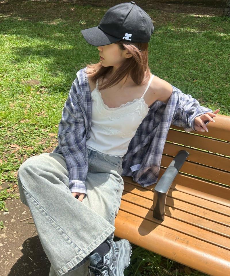 【着回し力抜群な万能アイテム/サイズ展開あり】パット付レースキャミ