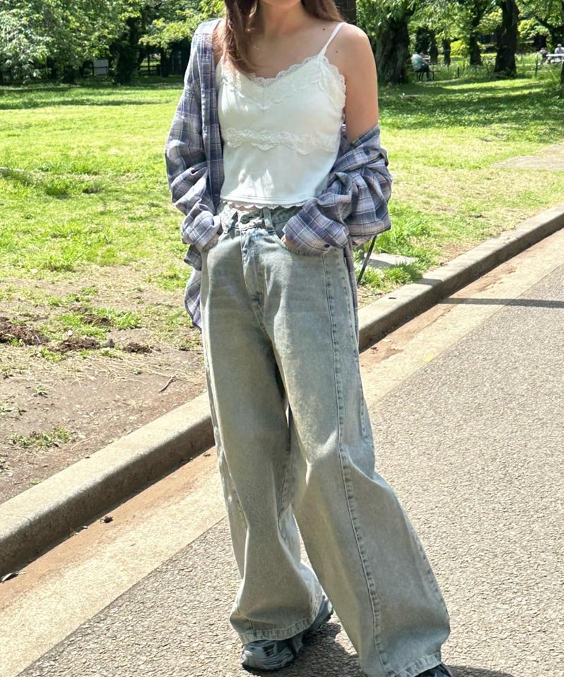 【着回し力抜群な万能アイテム/サイズ展開あり】パット付レースキャミ