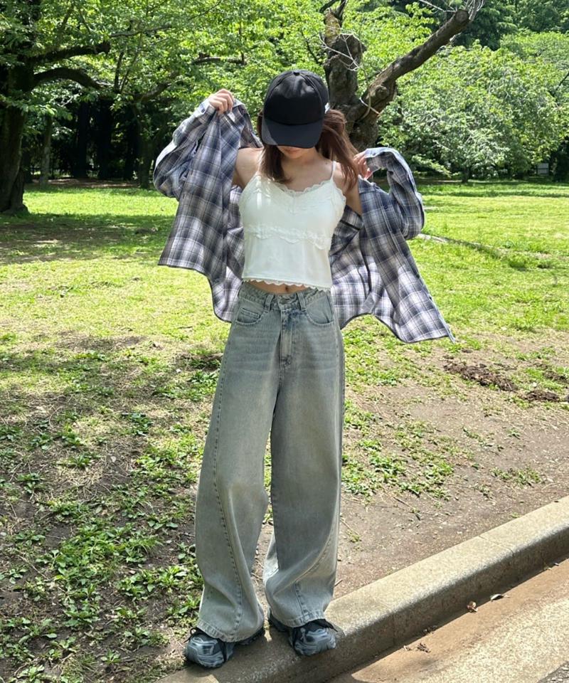 【着回し力抜群な万能アイテム/サイズ展開あり】パット付レースキャミ