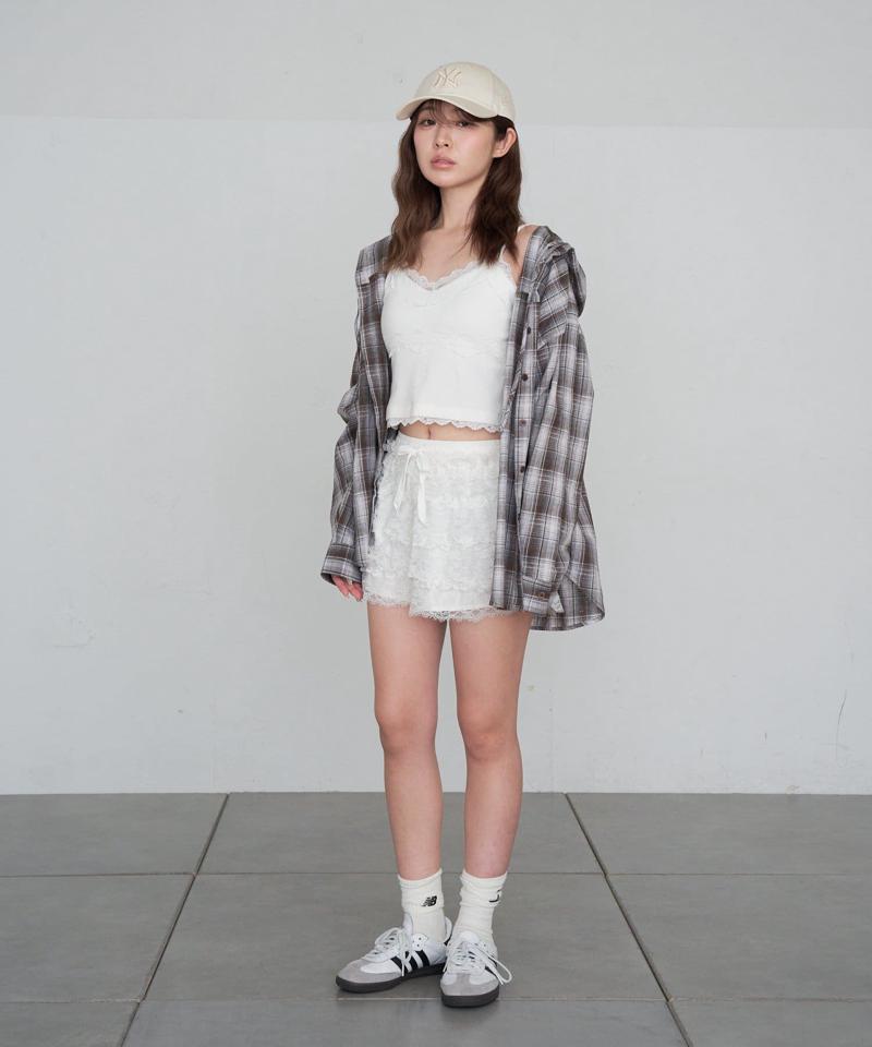 【着回し力抜群な万能アイテム/サイズ展開あり】パット付レースキャミ