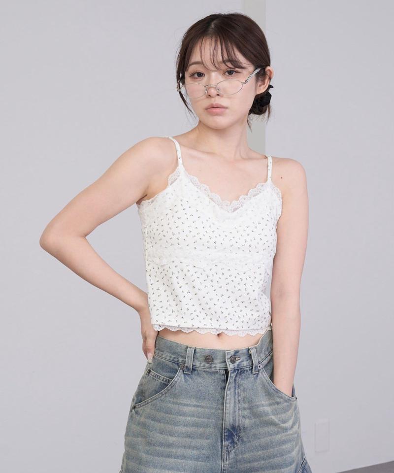 【着回し力抜群な万能アイテム/サイズ展開あり】パット付レースキャミ