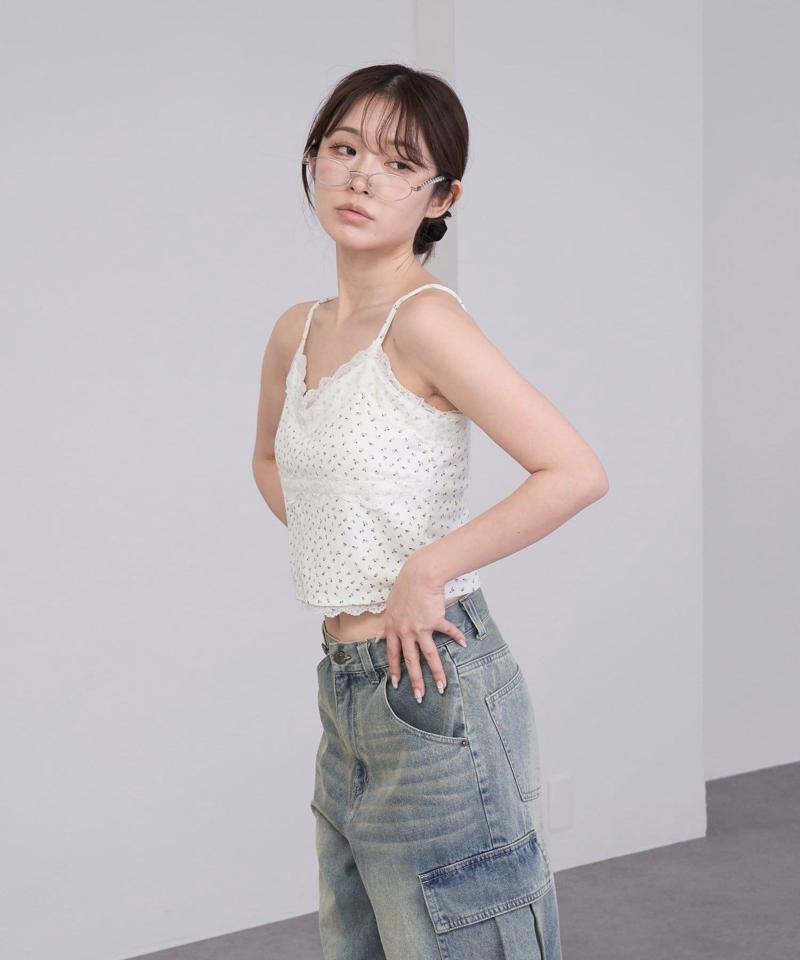 【着回し力抜群な万能アイテム/サイズ展開あり】パット付レースキャミ