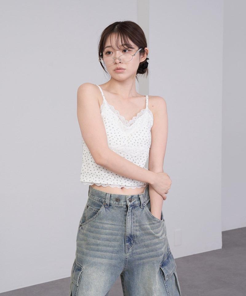 【着回し力抜群な万能アイテム/サイズ展開あり】パット付レースキャミ