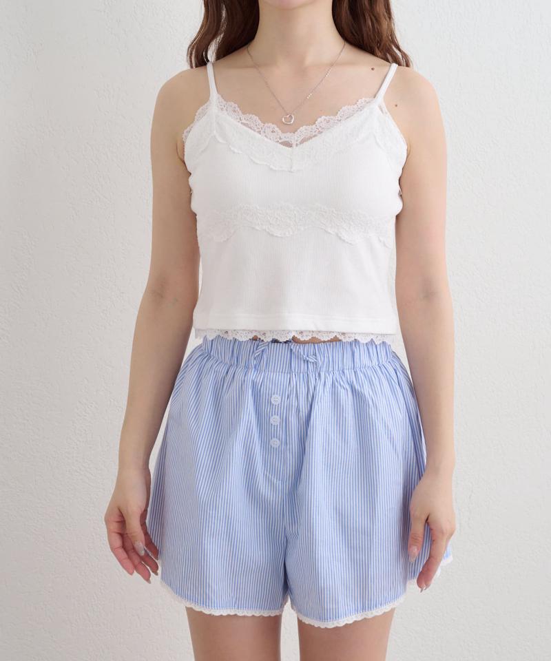 【着回し力抜群な万能アイテム/サイズ展開あり】パット付レースキャミ