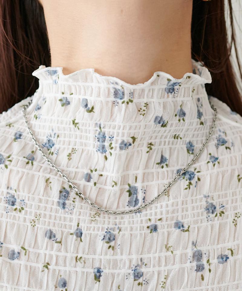 【WEB限定】小花柄ボトルネックプルオーバー