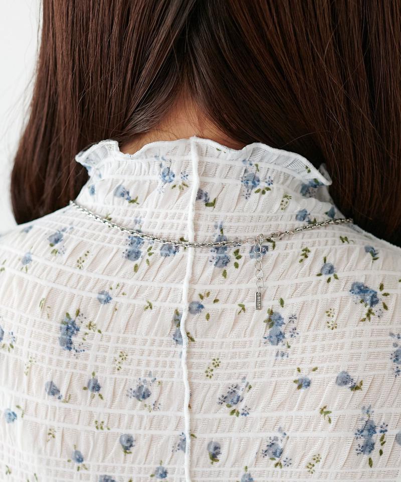 【WEB限定】小花柄ボトルネックプルオーバー
