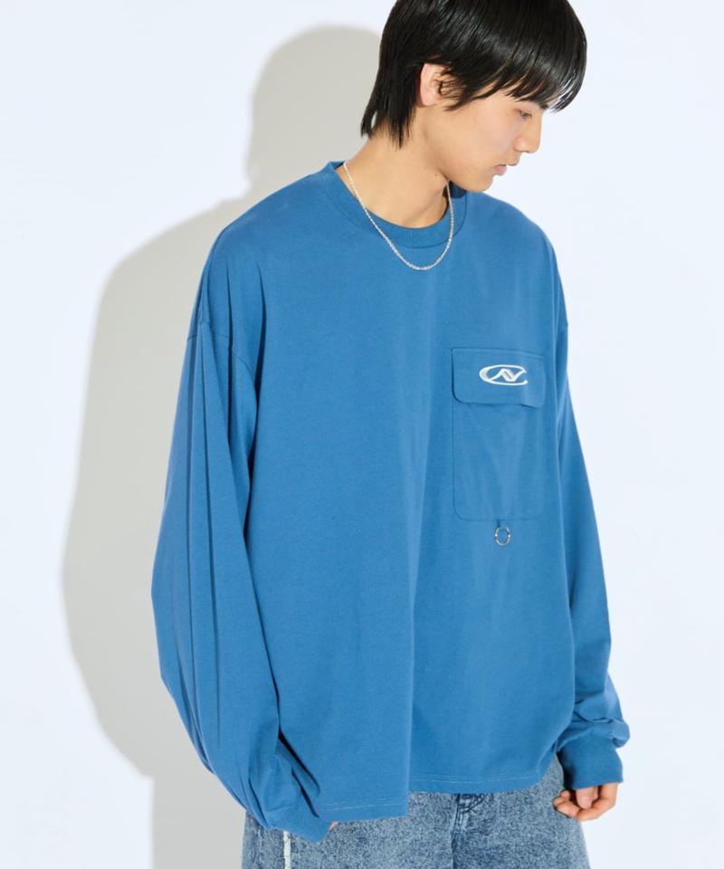 【Neucon/ニューコン】ロゴ刺繡フラップポケットリングデザインロンT
