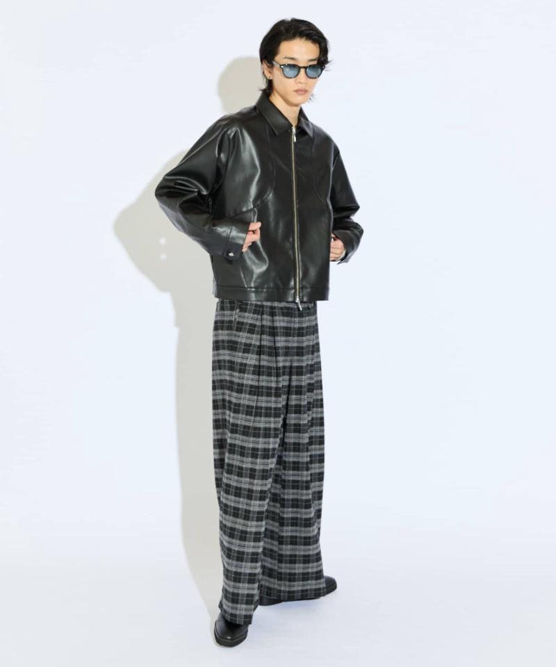 【Neucon/ニューコン】チェックワイドストレートイージースラックス