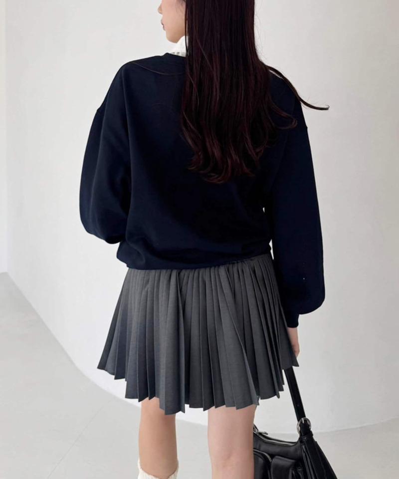 プレート付きプリーツミニスカート