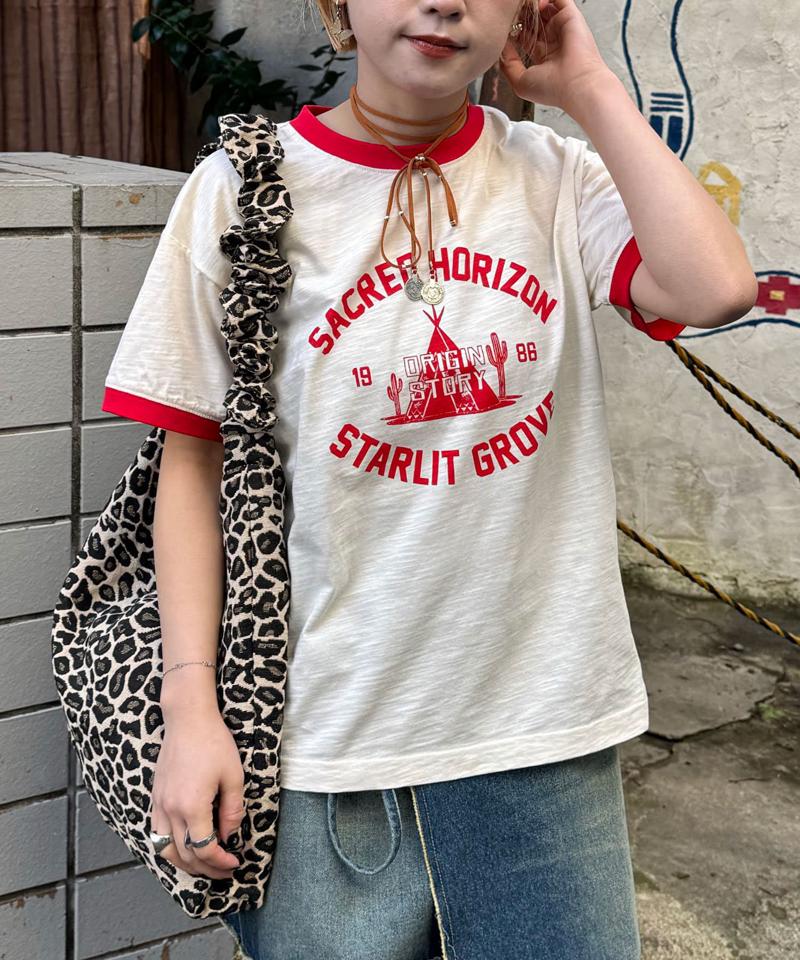 プリントリンガーロゴTシャツ