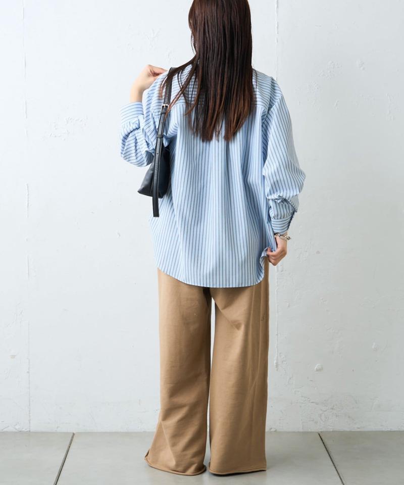 【しわになりにくい】ボリュームスリーブバンドカラーシャツ