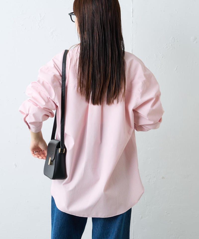 【しわになりにくい】ボリュームスリーブバンドカラーシャツ