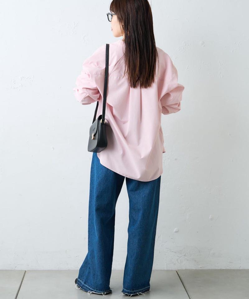 【しわになりにくい】ボリュームスリーブバンドカラーシャツ