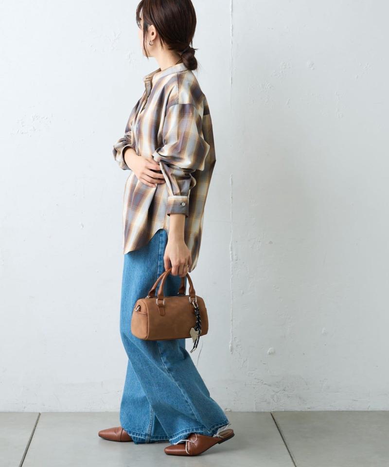 【しわになりにくい】ボリュームスリーブバンドカラーシャツ