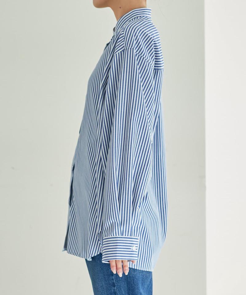 【しわになりにくい】ボリュームスリーブバンドカラーシャツ
